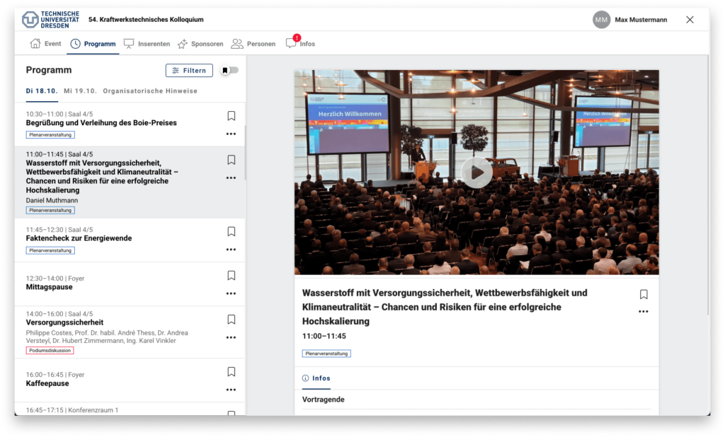 Ansicht Programm. Kraftwerkstechnische Kolloquium 2022